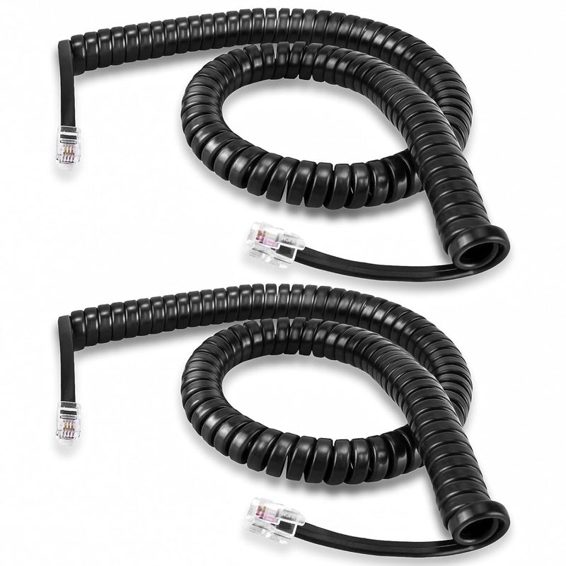 EZYUMM Phone Cord for Landline, 2 Pack Black Handset Telephone Cord, Universal Replacement Cable for Desk & Wall Phones - Image 1